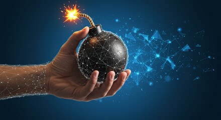 ticking time bomb — urgency and risk concept with glowing fuse on dark digital background