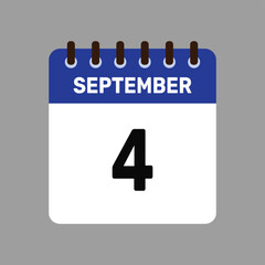 calendar with september 4 icon vector reminder for important deadlines and special events this autumn season