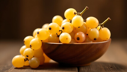 warm wooden bowl contains rows ripe grapes bruised slightly overripe arranged artfully spill