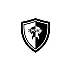Black and white security shield logo with the word security in the center.