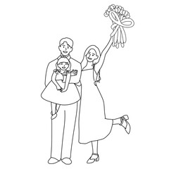 cartoon bride and groom