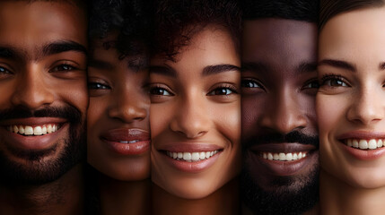Diverse Group Of Smiling People Portraits