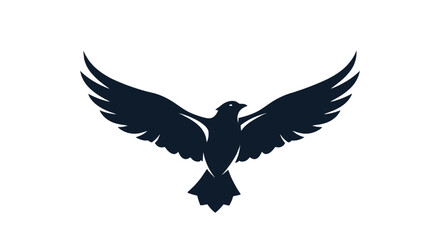 Stylized silhouette of a bird with outstretched wings against a white background.