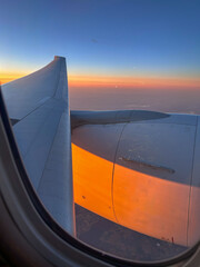 airplane in the sunset