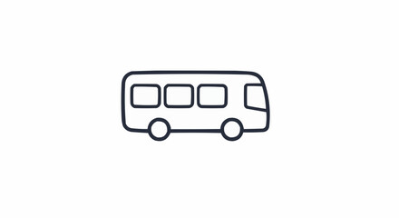Simple line drawing of a bus with rounded edges and four windows on a white background image view