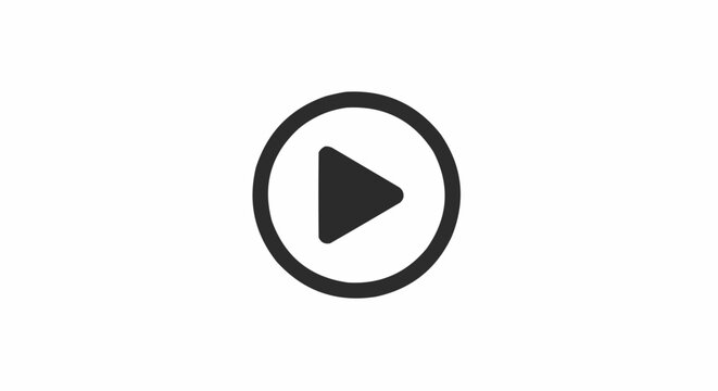 Illustration of a circular play button with a triangle inside on a white background centered view