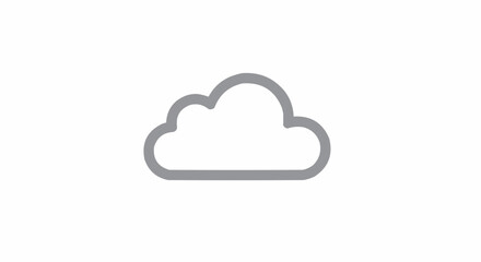 A simple gray cloud icon with a thick outline against a plain white background in a minimalist style