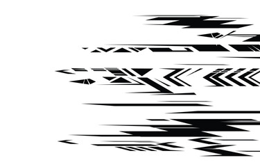 Ethnic tribal black and white arrow archer  bow movement background.  tribal pattern, folk embroidery, tradition geometric ornament. Traditional design for fabric, textile, print, rug, paper