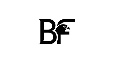 Minimalist logo design featuring a falcon head cleverly integrated within bold letterforms