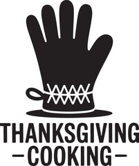 Thanksgiving Oven Mitt Silhouette Vector Black on White
