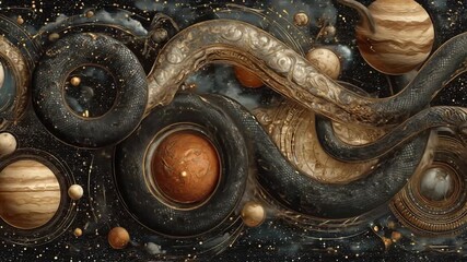 Cosmic serpent enigmatic design - Powered by Adobe