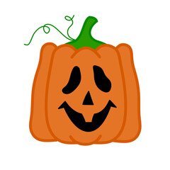 Halloween Jack O’Lantern Pumpkin Vector Illustration – Cute Cartoon Flat Style Design for Sticker, Decoration, Greeting Card, and Halloween Party Graphic