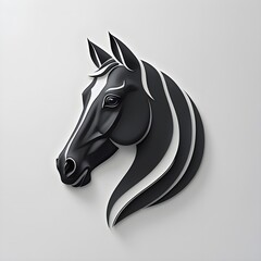 elegant logo featuring a refined black Arabian horse head silhouette