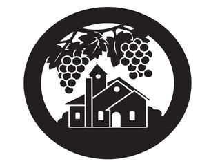 Winery silhouette icon vector illustration solid black symbol for grape harvest