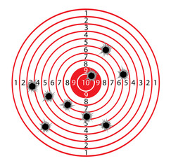 Targets life size with holes from bullets blank mocap for shooting from machine guns and pistols. Vector