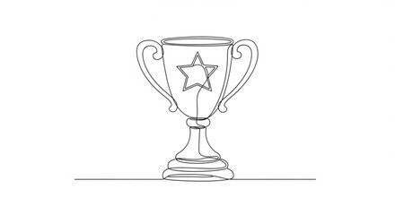 Line art illustration of a trophy with a star symbol, showcasing elegance and achievement, perfect for awards, competitions, or recognition themes in design projects	