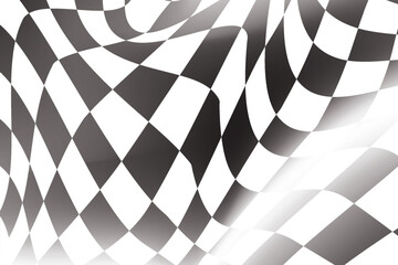 Distorted checkered pattern black and white background design - wavy effect illusion modern vector