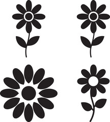 Obraz premium Set of sunflower silhouette vector icon for floral and nature themes