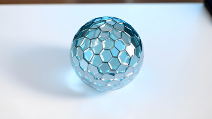 blue glass sphere, Chrome Sphere and Abstract Circuit Patterns, Geometric Sphere with Data Sheets, Clean Modern Technology Background, Flat Lay of Data and Digital Patterns