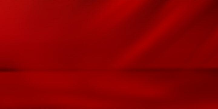 Wall interior background, studio  and backdrops show products.with shadow from window color Red background for text insertion and presentation product