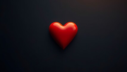Red heart shape on a sleek black surface, radiating warmth and emotion with a minimalist aesthetic.