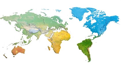 Obraz premium Global map with shaded relief