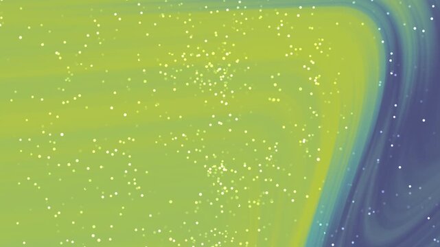 Abstracts Twirl Particles, Abstract green and blue fluid background with sparkling particles and flowing motion,  Stock royalty free video.