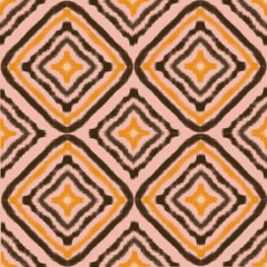 Orange Brown Ikat Diamond Seamless Pattern &ndash; Tribal Fabric Background