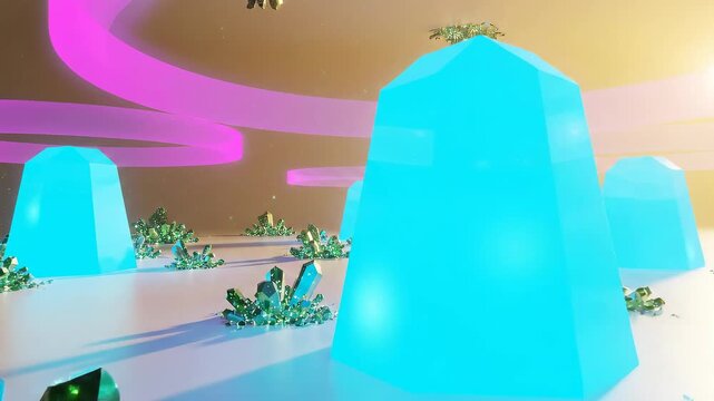 Crystal Caverns:  Neon Gems in a Futuristic Realm