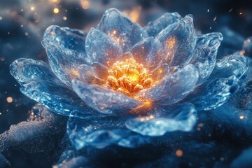 Ice and fire merge in a captivating flower sculpture.