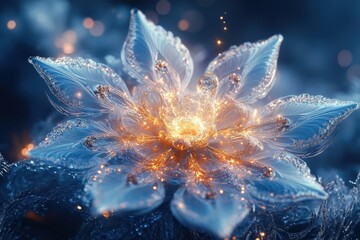A beautiful flower surrounded by sparkling lights.
