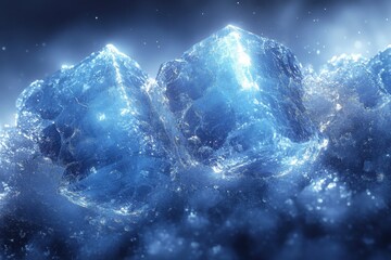 A close-up shot of ice crystals glistening, exhibiting beautiful patterns and textures.