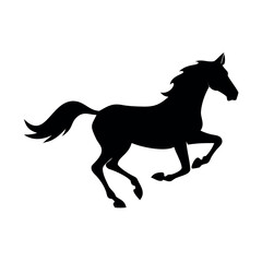 Obraz premium Silhouette of a powerful horse galloping with its mane and tail flowing