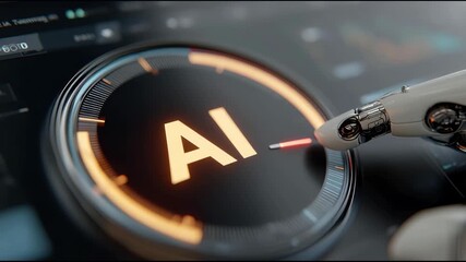 Robot holding a clock emphasizing the importance of time management and efficiency in climate change solutions and technology. AI Precision Control Gauge – Animated Video Version - Powered by Adobe