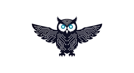 Digital owl guardian representing intelligence and interconnectedness through technology