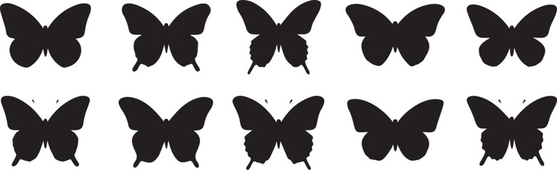 black butterfly silhouettes vector eps ai jpeg png isolated insect shapes for logos