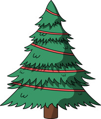 Christmas Tree Cartoon Vector Illustration
