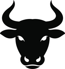 Fototapeta premium Black bull head vector silhouette white