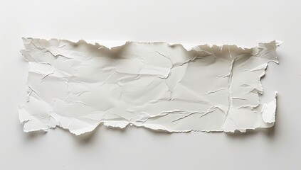 Torn white paper fragment on blank surface for message, notice, or scrap
