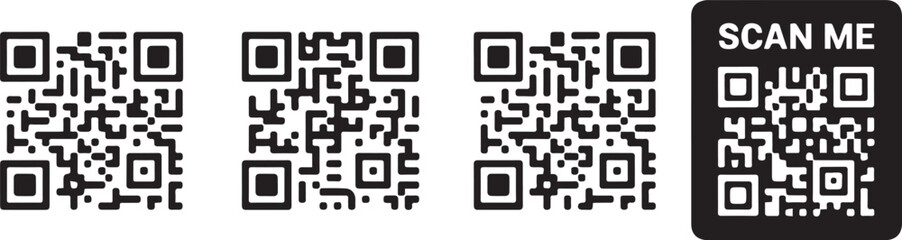 qrcode collection black white vector ai eps png jpeg scannable barcode icons for print poster sticker template