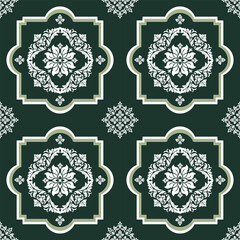 fabric pattern leaves , Thai fabric pattern ,Ethnic abstract ikat art. Seamless pattern in tribal, folk embroidery, and Mexican style. Aztec geometric art ornament print.Design for carpet
