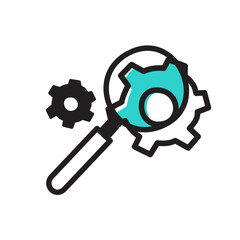 Kpi optimization with magnifying glass and gears