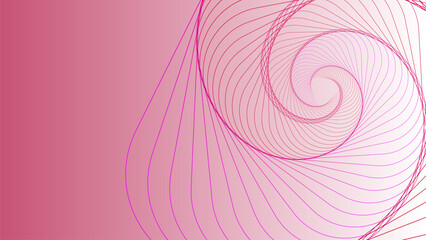 Mesmerizing spiral pattern with pink and red lines creates dynamic and abstract design on gradient background. swirling lines form captivating visual effect, drawing viewer eye into center