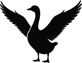Obraz premium Black goose spreading wings bird silhouette