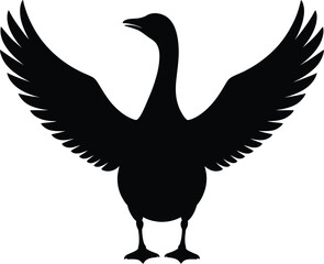 Obraz premium Black goose wings spread vector silhouette bird