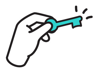 Hand holding key for sign in