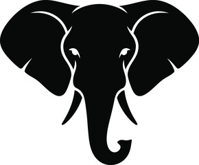 Black elephant head vector silhouette face trunk