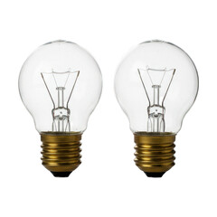 Two clear incandescent light bulbs