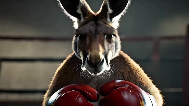 A kangaroo dressed as a boxer, ideal for sports branding, motivation, or animated character content