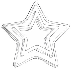 Stylized hand drawn five pointed star illustration in outline sketch style